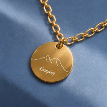 Katerini Armband 24K vergoldet – runder Anhänger mit Gravur: Olymp und Schriftzug „Κατερίνη“